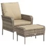 Gartenliege mit Fußhocker aus hellem braunem Kunststoff-Rattan von , Gartenstühle - Ref: Foro24-364114, Preis: 200,80 €, Raba...