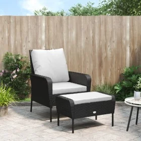 Gartenliege mit schwarzem Kunststoff-Rattan-Fußhocker von , Gartenstühle - Ref: Foro24-364116, Preis: 142,49 €, Rabatt: %