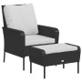 Gartenliege mit schwarzem Kunststoff-Rattan-Fußhocker von , Gartenstühle - Ref: Foro24-364116, Preis: 144,63 €, Rabatt: %