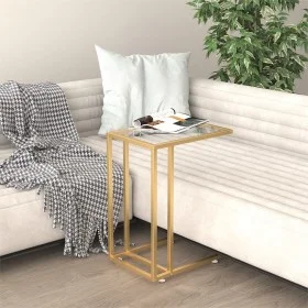 Computer side table with transparent glass, 50x35x65 cm by , Side tables - Ref: Foro24-331645, Price: 55,88 €, Discount: %