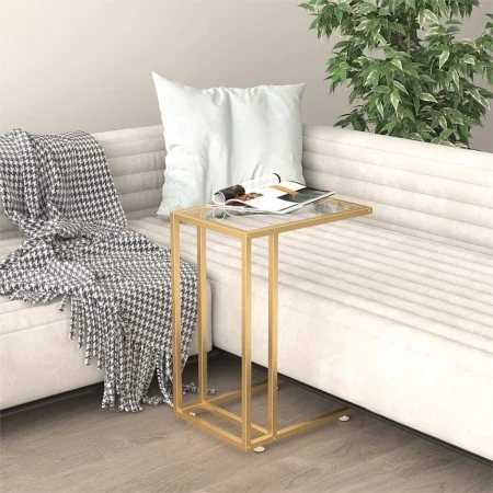 Computer side table with transparent glass, 50x35x65 cm by , Side tables - Ref: Foro24-331645, Price: 55,88 €, Discount: %