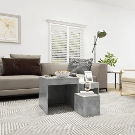 Stackable tables 3 pieces plywood gray concrete by , Side tables - Ref: Foro24-808598, Price: 66,27 €, Discount: %