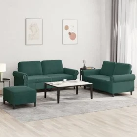 Set of sofas with 3 dark green velvet cushions by , Sofas - Ref: Foro24-3202222, Price: 579,25 €, Discount: %