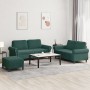 Dreiteiliges Sofaset mit dunkelgrünen Samtkissen. von , Sofas - Ref: Foro24-3202222, Preis: 602,37 €, Rabatt: %