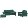 Dreiteiliges Sofaset mit dunkelgrünen Samtkissen. von , Sofas - Ref: Foro24-3202222, Preis: 579,25 €, Rabatt: %