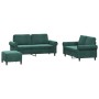 Dreiteiliges Sofaset mit dunkelgrünen Samtkissen. von , Sofas - Ref: Foro24-3202222, Preis: 602,37 €, Rabatt: %