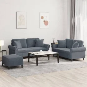 3-piece dark gray velvet sofa set with cushions by , Sofas - Ref: Foro24-3202241, Price: 560,16 €, Discount: %