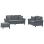 Dreiteiliges Sofaset mit dunkelgrauen Samtkissen. von , Sofas - Ref: Foro24-3202241, Preis: 562,44 €, Rabatt: %
