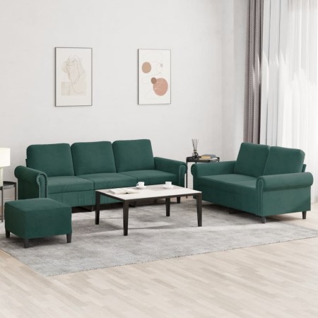 Dreiteiliges Sofaset mit dunkelgrünen Samtkissen. von , Sofas - Ref: Foro24-3202262, Preis: 626,53 €, Rabatt: %
