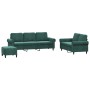 Dreiteiliges Sofaset mit dunkelgrünen Samtkissen. von , Sofas - Ref: Foro24-3202262, Preis: 626,53 €, Rabatt: %