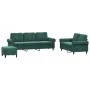 Set of sofas with 3 dark green velvet cushions by , Sofas - Ref: Foro24-3202262, Price: 615,39 €, Discount: %