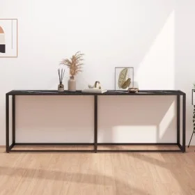 Tempered glass and black marble console table 220x35x75.5 cm by , Side tables - Ref: Foro24-331693, Price: 110,12 €, Discount: %