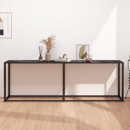 Schwarzer Marmor-Glastischkonsole 220x35x75,5 cm von , Seitentische - Ref: Foro24-331693, Preis: 112,20 €, Rabatt: %