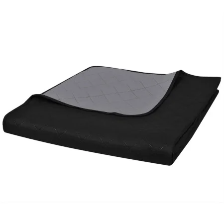Colcha acolchada a doble cara negro gris 230x260 cm de , Colchas y edredones - Ref: Foro24-130885, Precio: 22,40 €, Descuento: %