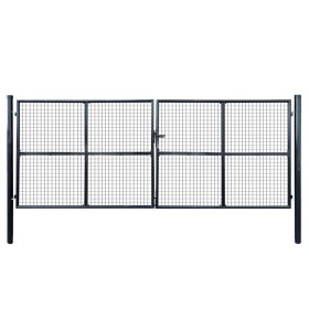 Gartentor aus verzinktem Stahlgeflecht 400x150 cm grau von , Gartentore - Ref: Foro24-143377, Preis: 536,97 €, Rabatt: %