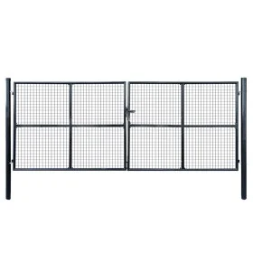 Gartentor aus verzinktem Stahlgeflecht 400x150 cm grau von , Gartentore - Ref: Foro24-143377, Preis: 525,47 €, Rabatt: %