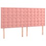 Cabecero con luces LED terciopelo rosa 180x5x118/128 cm