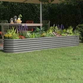 Jardinera arriate acero recubrimiento polvo gris 260x40x36 cm by , Pots and planters - Ref: Foro24-318879, Price: 60,03 €, Di...