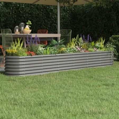 Jardinera arriate acero recubrimiento polvo gris 260x40x36 cm by , Pots and planters - Ref: Foro24-318879, Price: 60,03 €, Di...