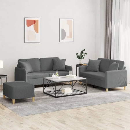 Dreiteiliges Sofaset mit dunkelgrauen Kissen. von , Sofas - Ref: Foro24-3202111, Preis: 520,29 €, Rabatt: %