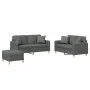 Juego de sofás con cojines 3 piezas tela gris oscuro de , Sofás - Ref: Foro24-3202111, Precio: 512,41 €, Descuento: %