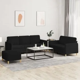 Juego de sofás con cojines 3 piezas tela negro by , Sofas - Ref: Foro24-3202130, Price: 629,58 €, Discount: %