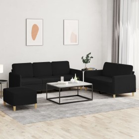 Juego de sofás con cojines 3 piezas tela negro de , Sofás - Ref: Foro24-3202130, Precio: 641,32 €, Descuento: %
