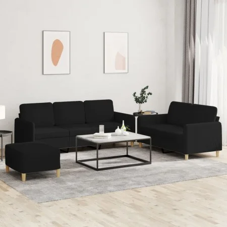 Juego de sofás con cojines 3 piezas tela negro by , Sofas - Ref: Foro24-3202130, Price: 629,58 €, Discount: %
