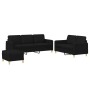 Juego de sofás con cojines 3 piezas tela negro by , Sofas - Ref: Foro24-3202130, Price: 641,32 €, Discount: %