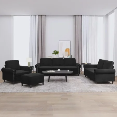 Juego de sofás con cojines 4 piezas terciopelo negro by , Sofas - Ref: Foro24-3202185, Price: 771,97 €, Discount: %