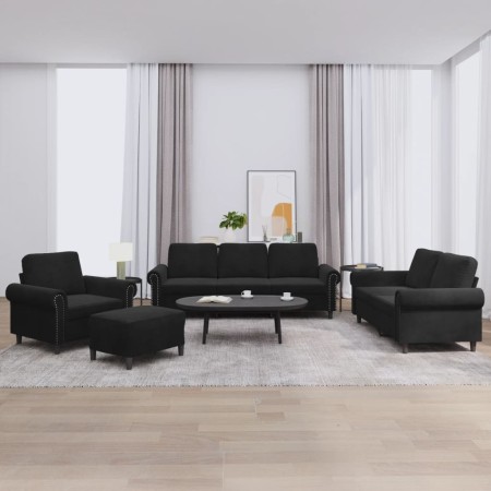 Juego de sofás con cojines 4 piezas terciopelo negro by , Sofas - Ref: Foro24-3202185, Price: 784,23 €, Discount: %