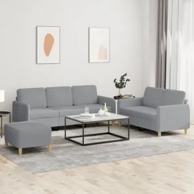 Juego de sofás con cojines 3 piezas tela gris claro by , Sofas - Ref: Foro24-3202126, Price: 525,06 €, Discount: %