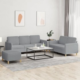 Sofagarnitur mit 3-teiligen Kissen, helles graues Gewebe. von , Sofas - Ref: Foro24-3202126, Preis: 575,52 €, Rabatt: %