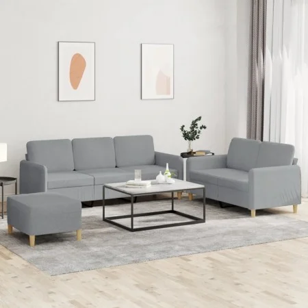 Juego de sofás con cojines 3 piezas tela gris claro by , Sofas - Ref: Foro24-3202126, Price: 525,06 €, Discount: %