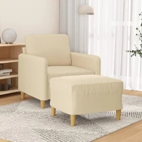 Sessel mit Hocker, cremefarbenes Stoff, 60 cm. von , Sofas - Ref: Foro24-3201186, Preis: 190,78 €, Rabatt: %