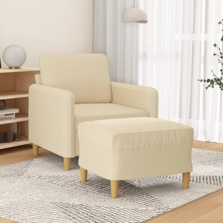 Sessel mit Hocker, cremefarbenes Stoff, 60 cm. von , Sofas - Ref: Foro24-3201186, Preis: 193,71 €, Rabatt: %