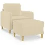 Sessel mit Hocker, cremefarbenes Stoff, 60 cm. von , Sofas - Ref: Foro24-3201186, Preis: 190,78 €, Rabatt: %