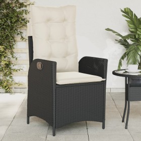 Sillón reclinable de jardín con cojines ratán sintético negro by , Garden chairs - Ref: Foro24-365256, Price: 123,38 €, Disco...