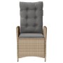Sillón reclinable de jardín con cojines ratán PE beige mixto by , Garden chairs - Ref: Foro24-365261, Price: 129,32 €, Discou...