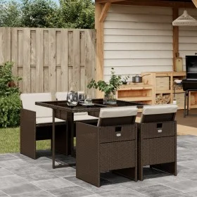 Set comedor de jardín 5 piezas y cojines ratán sintético marrón by , Garden sets - Ref: Foro24-3210537, Price: 362,44 €, Disc...