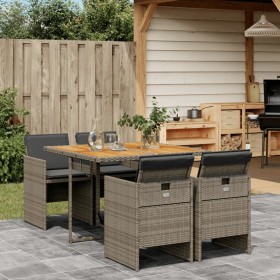 Garten-Essgruppe, 5-teilig, mit grauen Polstern aus synthetischem Rattan von , Gartensets - Ref: Foro24-3210542, Preis: 390,7...