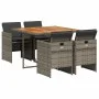 Set comedor de jardín 5 piezas con cojines ratán sintético gris by , Garden sets - Ref: Foro24-3210542, Price: 378,54 €, Disc...