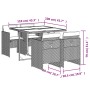 Set comedor de jardín 5 piezas con cojines ratán sintético gris