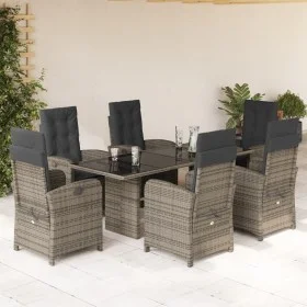 Set comedor jardín 7 pzas y cojines ratán sintético gris by , Garden sets - Ref: Foro24-3212257, Price: 1,00 €, Discount: %
