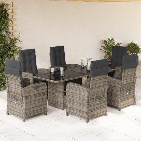 Set comedor jardín 7 pzas y cojines ratán sintético gris by , Garden sets - Ref: Foro24-3212257, Price: 804,40 €, Discount: %