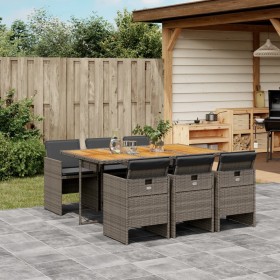 Set comedor jardín 7 pzas y cojines ratán sintético gris de , Conjuntos de jardín - Ref: Foro24-3210554, Precio: 586,63 €, De...