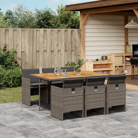 Set comedor jardín 7 pzas y cojines ratán sintético gris de , Conjuntos de jardín - Ref: Foro24-3210554, Precio: 586,63 €, De...
