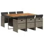 Set comedor jardín 7 pzas y cojines ratán sintético gris by , Garden sets - Ref: Foro24-3210554, Price: 565,71 €, Discount: %