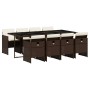 Set comedor para jardín 9 pzas y cojines ratán sintético marrón by , Garden sets - Ref: Foro24-3210561, Price: 809,73 €, Disc...