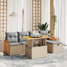 Juego de sofás jardín con cojines 6 pzas ratán sintético beige by , Garden sets - Ref: Foro24-3276244, Price: 414,98 €, Disco...
